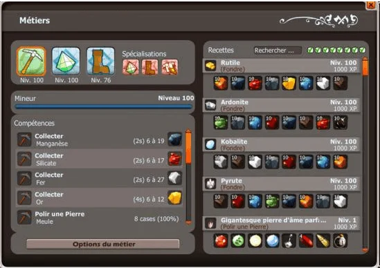Monter Mineur level 100 Dofus Retro (1.29)